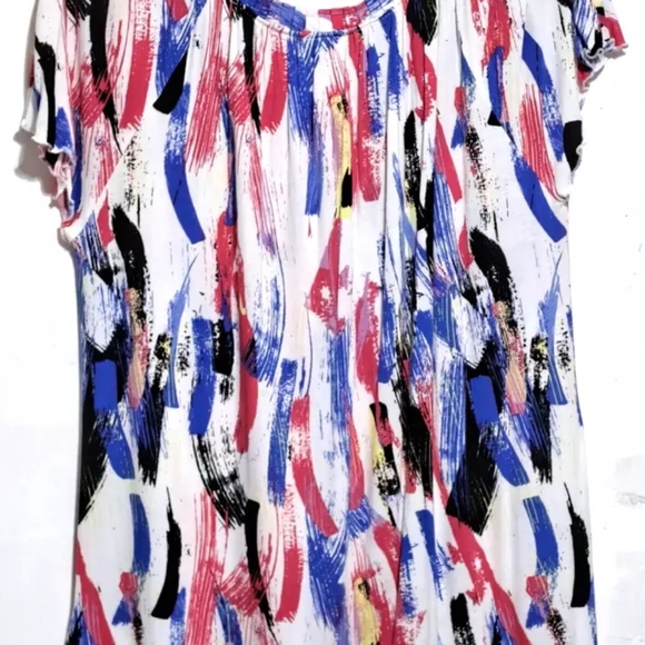 jacklin smith top wearable art short sleeve multicolor abstract print large - Picture 7 of 10